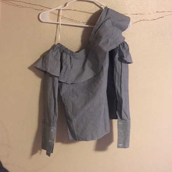 walter baker one shoulder poplin blouse - Picture 4 of 5